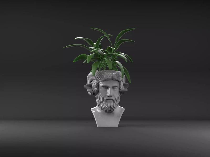 Herm of Zeus Amun Flower Pot