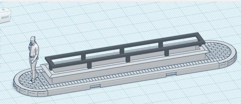 Sidewalk 5 + tree planter  (Long curve) 1:64 scale