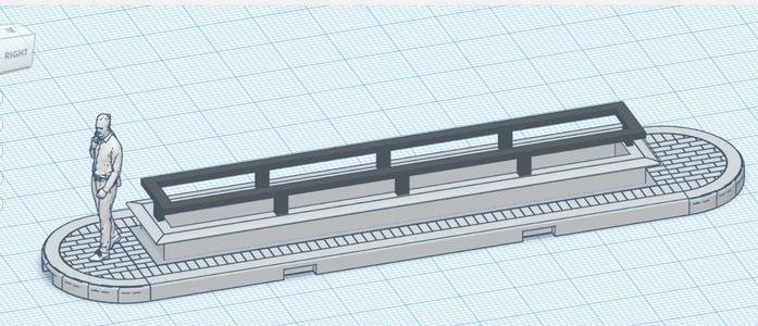 Sidewalk 5 + tree planter  (Long curve) 1:64 scale