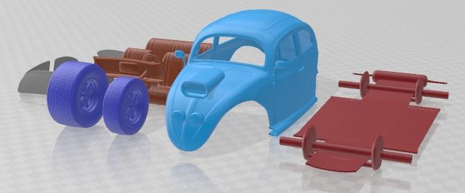 Volkswagen Beetle 1963 Custom Race Printable Car