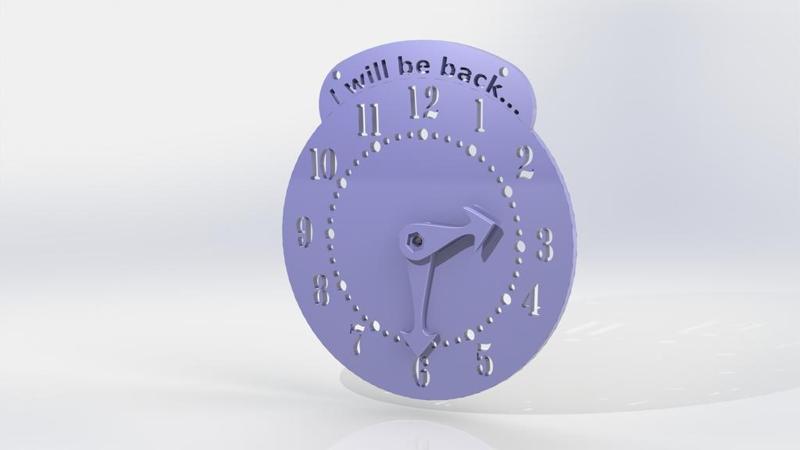 Door Sign | "I will be back" Clock
