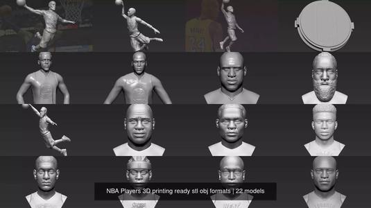 NBA Players 3D printing ready stl obj formats 3D Model Collection