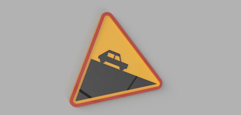 1/10 ROAD SIGN / ZNAK DROGOWY OSTRZEGAWCZY A24