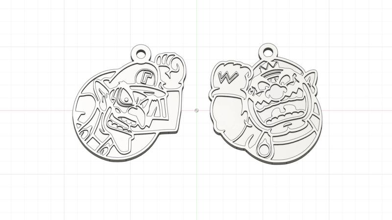 Wario and Waluigi Keychain - Mario Bros