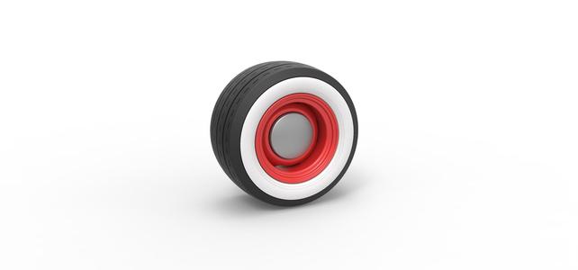 Diecast Wide Whitewall Wheel of Hot rod Scale 1:25