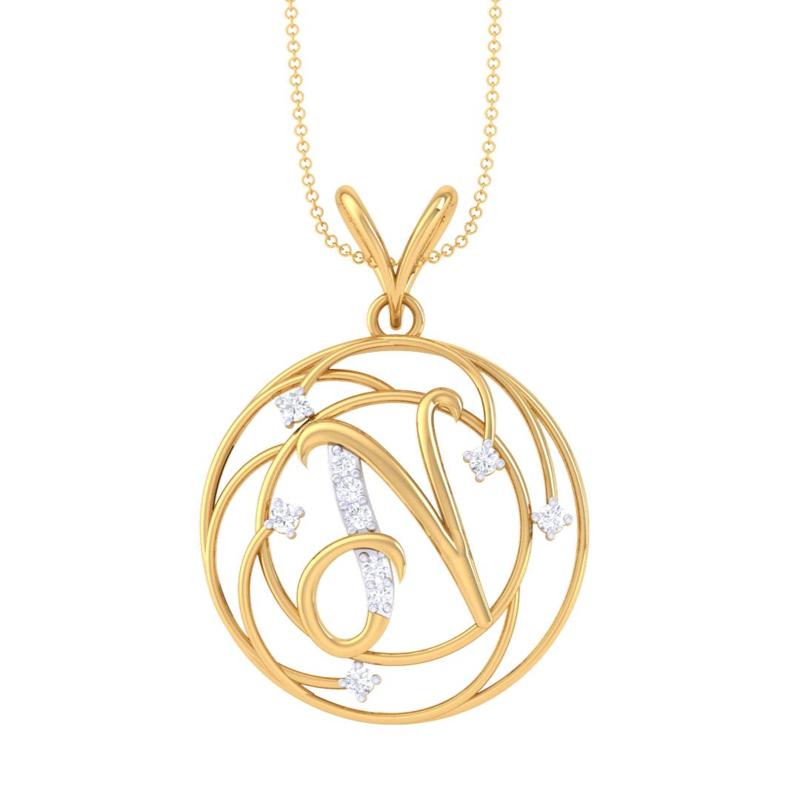3D Printable Cad jewelry design of Lady diamond Pendant Letter model