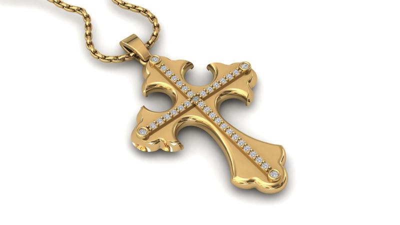 Print Ready STL 3DM Cross Necklace Classic Diamond Pendant