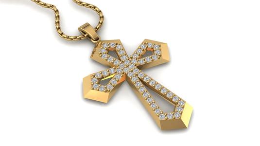 Print Ready STL 3DM Cross Necklace Classic Diamond Pendant