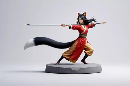 1833Color 3D Model of a Fox Woman Practicing Kung Fu