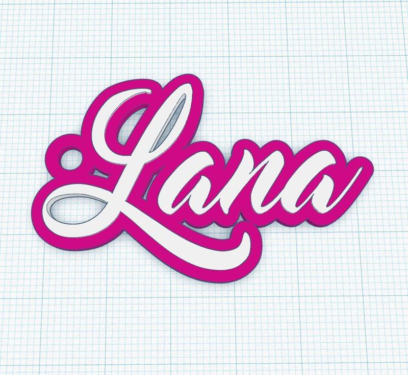Fancy Keychain Name Tag - Lana