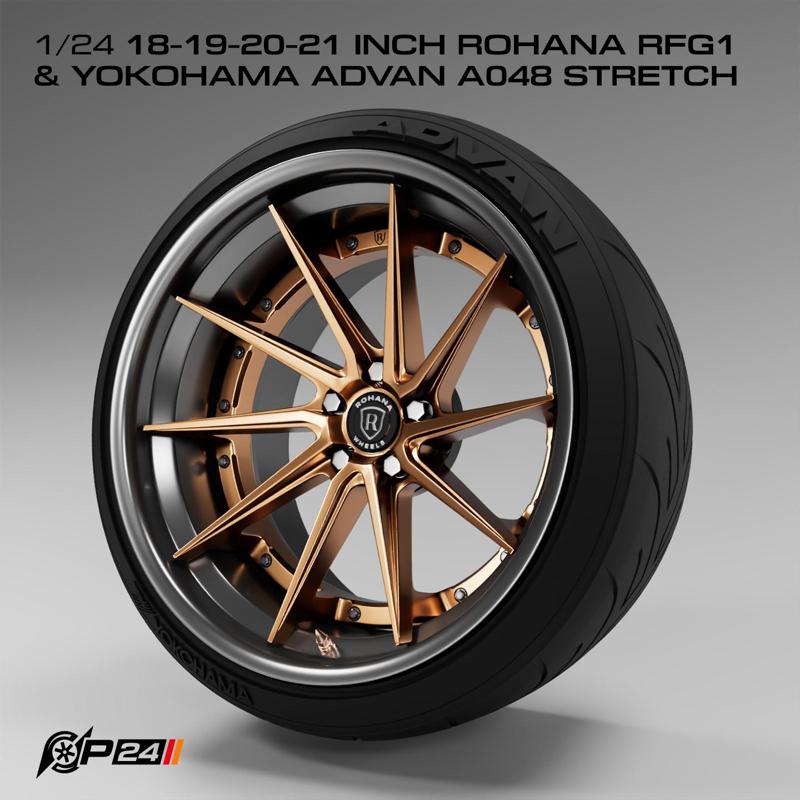 1/24 18-19-20-21 inch Rohana RFG1 & Yokohama Advan A048 stretch