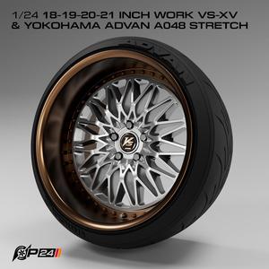 1/24 18-19-20-21 inch Work VS-XV & Yokohama Advan A048 stretch