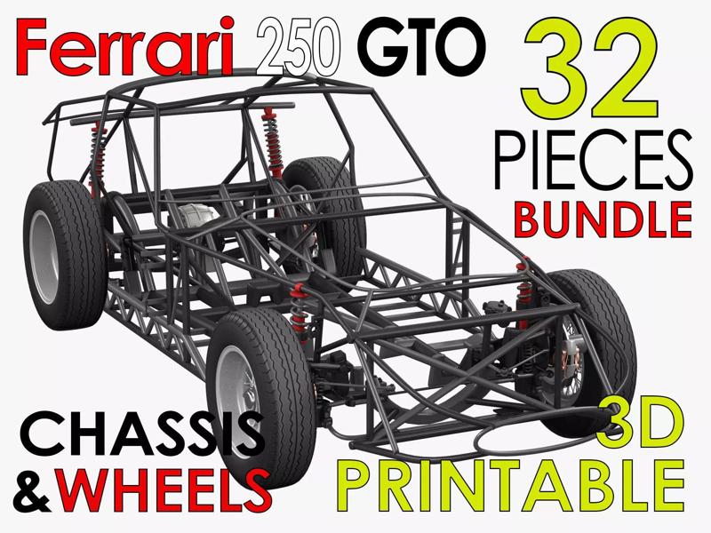 Ferrari 250 GTO Chassis Frame Undercarriage - Wheels Pack Bundle 3D Model Collection