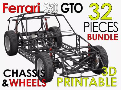 Ferrari 250 GTO Chassis Frame Undercarriage - Wheels Pack Bundle 3D Model Collection