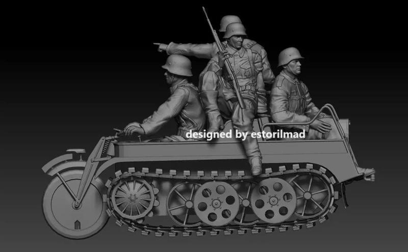 KETTENKRAD - GERMAN SOLDIERS MOUNTED ON KETTENKRAD