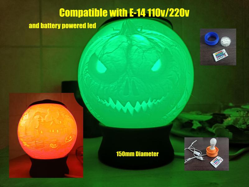 HALLOWEEN PUMPKIN LITHOPHANE NIGHT LIGHT LAMP