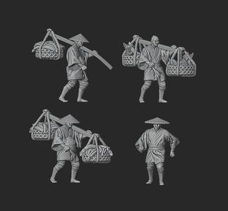 Farmers with the harvest Japan