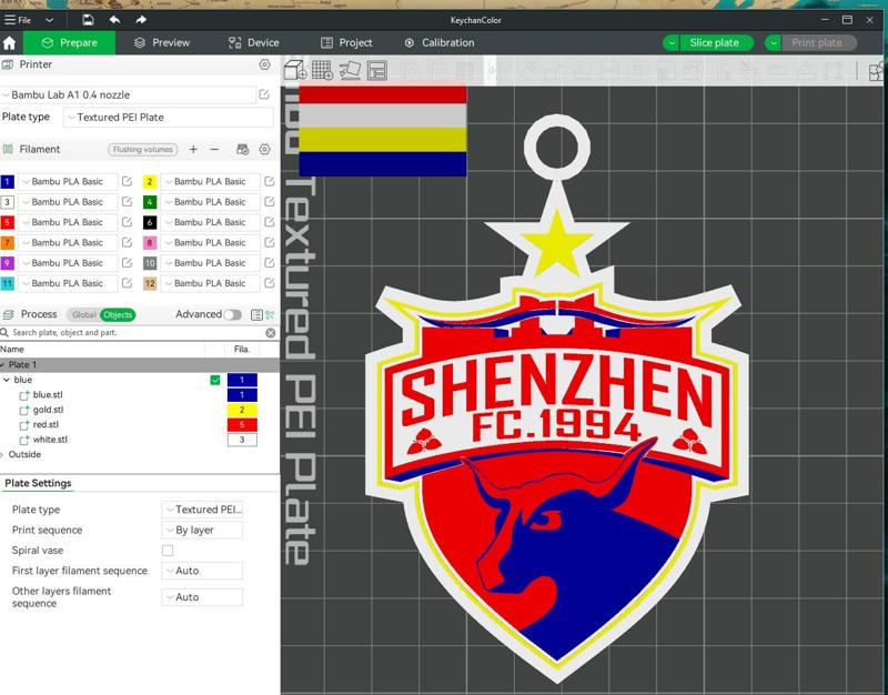 CSL Shenzhen fc Keychain Shield color printable
