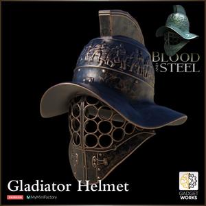 Gladiator Helmet on Stand - Blood and Steel