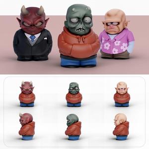 Pack 3 figurines 3D print Devil, Zombie, Cyclops