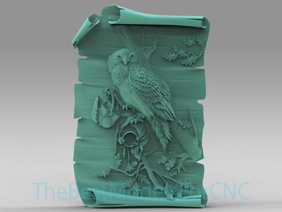 3D Model STL File for CNC Router Laser & 3D Printer Papyrus With Owl