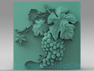 3D Model STL File for CNC Router Laser & 3D Printer Grapes with Leaf