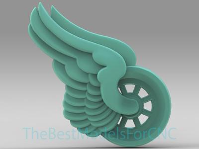 3D Model STL File for CNC Router Laser & 3D Printer Wings on Wheel
