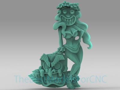 3D Model STL File for CNC Router Laser & 3D Printer Tiki Girl Mask