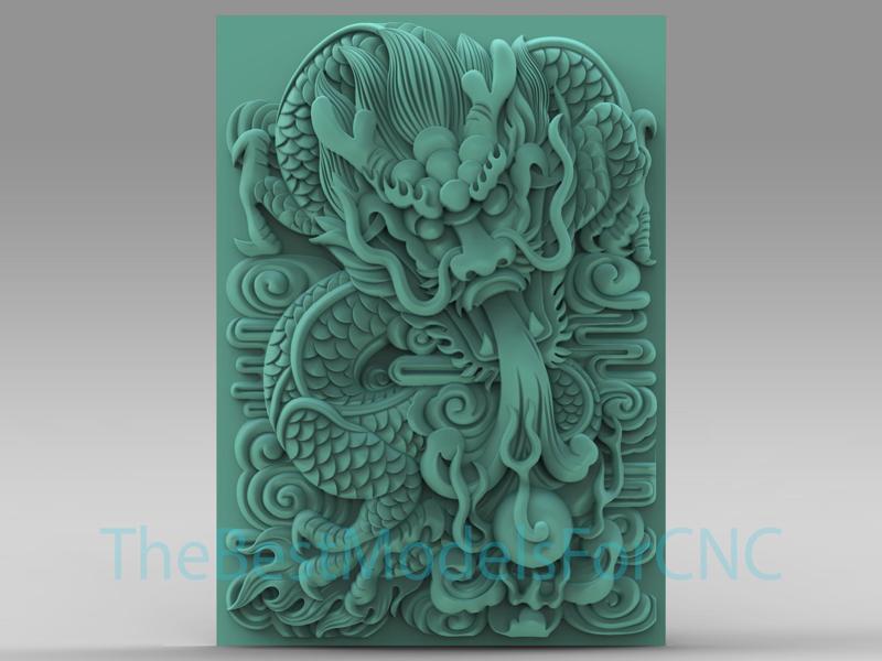 3D Model STL File for CNC Router Laser & 3D Printer Asia Dragon