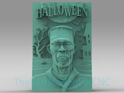 3D Model STL File for CNC Router Laser & 3D Printer Halloween Frankenstein