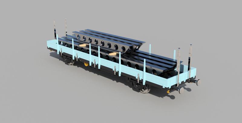 1/87 - HO Scale - Steel Beams Cargo Train