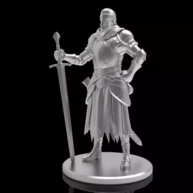 Medieval knight warrior character sculpture model armor sword