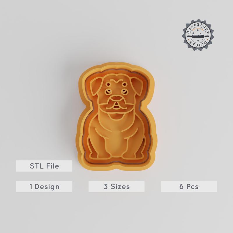 Rottweiler Dog Cookie & Fondant Shape Cutter Stamp Set, 6 Piece Collection, Small to Large Sizes