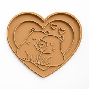 Capybara inside a heart-shaped cookie cutter