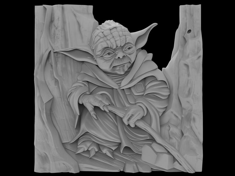 3D Model STL File for CNC Router/Laser & 3D Printer Master Yoda