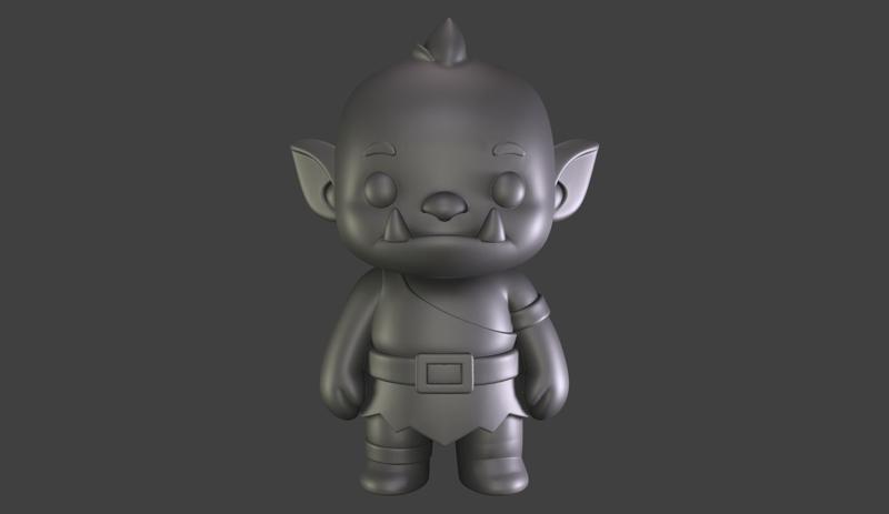 Chibi Orc STL Figure - 3D Printable Cute Fantasy Model