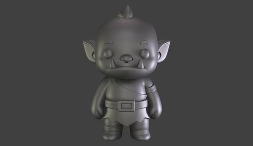 Chibi Orc STL Figure - 3D Printable Cute Fantasy Model