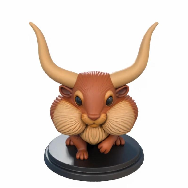 Fluffy Horned Creature - 3D Model for Printing