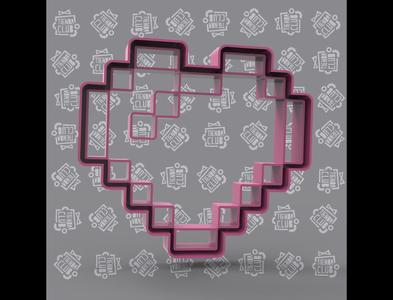 Valentine's Day Pixel Heart Cookie Cutter