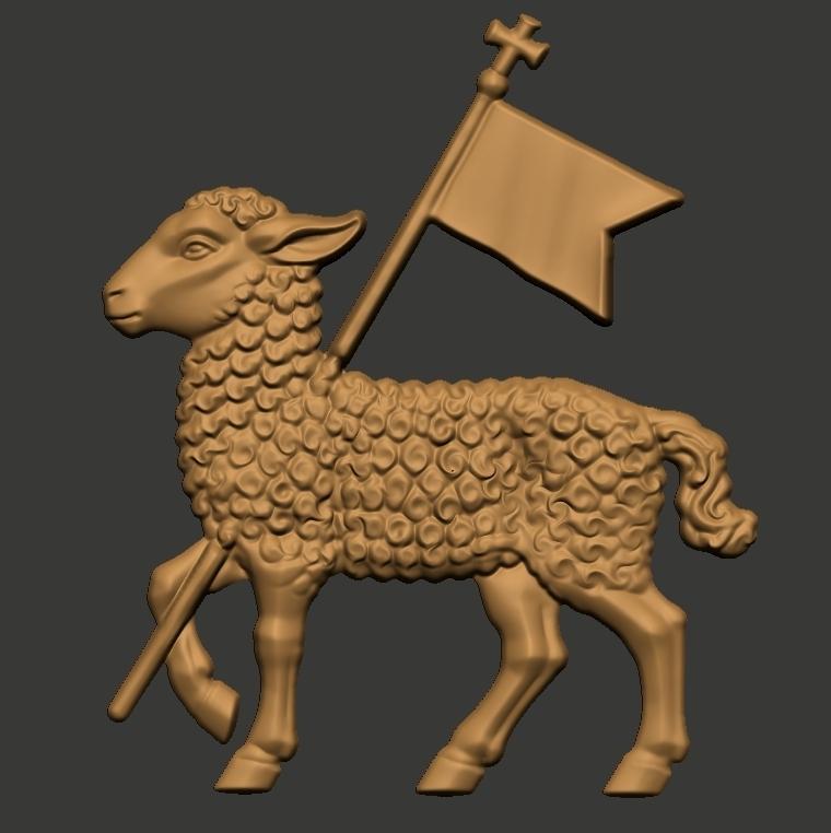 Sheep heraldic relief
