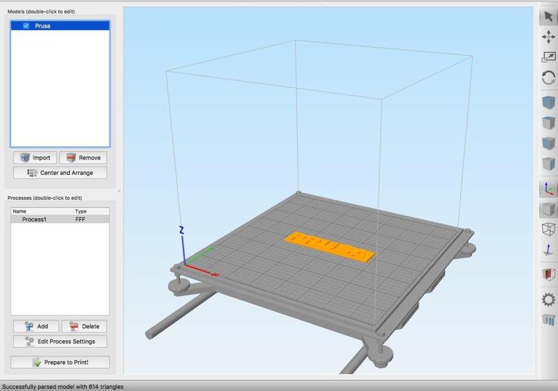 Prusa i3 bed model for Simplify3D 