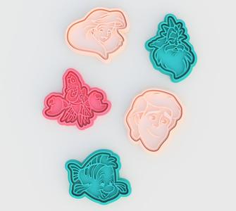 Ariel the little mermaid cookie cutter set of 5