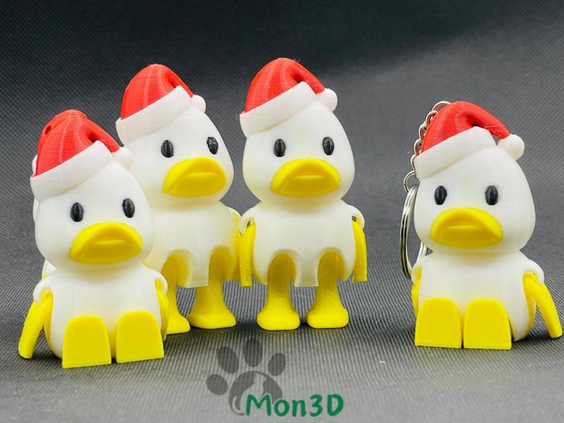 ARTICULATED SANTA DUCK CREATED BY MON3D, ARTICULATED TOYS, CUTE KEYCHAIN, CHRISTMAS GIFT, HOLIDAY DECORATION, UNIQUE HOLIDAY GIFT