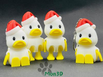 ARTICULATED SANTA DUCK CREATED BY MON3D, ARTICULATED TOYS, CUTE KEYCHAIN, CHRISTMAS GIFT, HOLIDAY DECORATION, UNIQUE HOLIDAY GIFT