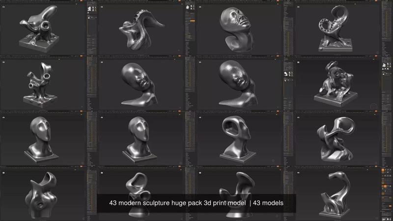 43 modern sculpture huge pack 3d print model  3D Model Collection