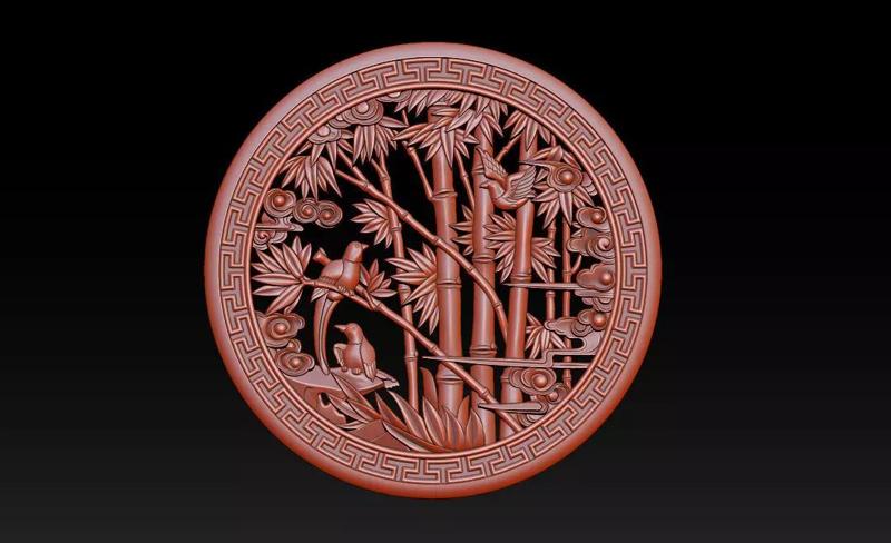Mural Bamboo wood carving file stl OBJ and ZTL for CNC