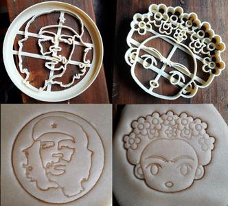 Frida Khalo y Che Guevara - simbolos america hispana revolucion cultura cortantes para galleta masa