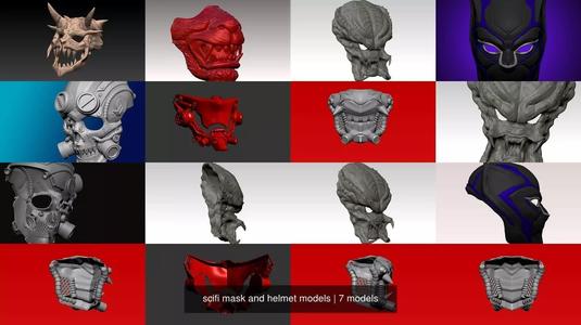scifi mask and helmet models 3D Model Collection