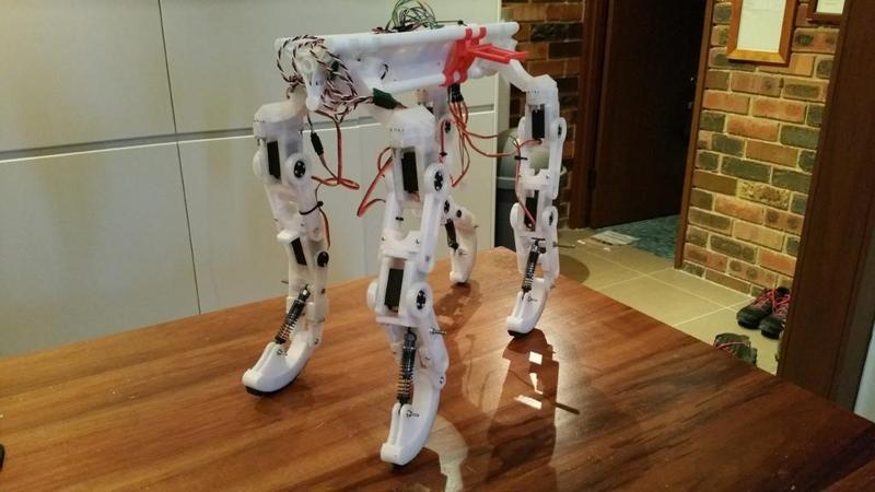 Experimental quadruped robot with 3 jointed legs