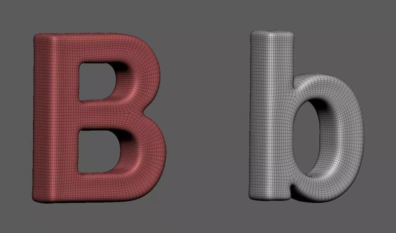 Volumetric letter Bb for cnc 3d print